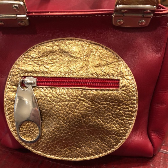 REGINA Bags Regina Red And Gold Leather Bag Poshmark